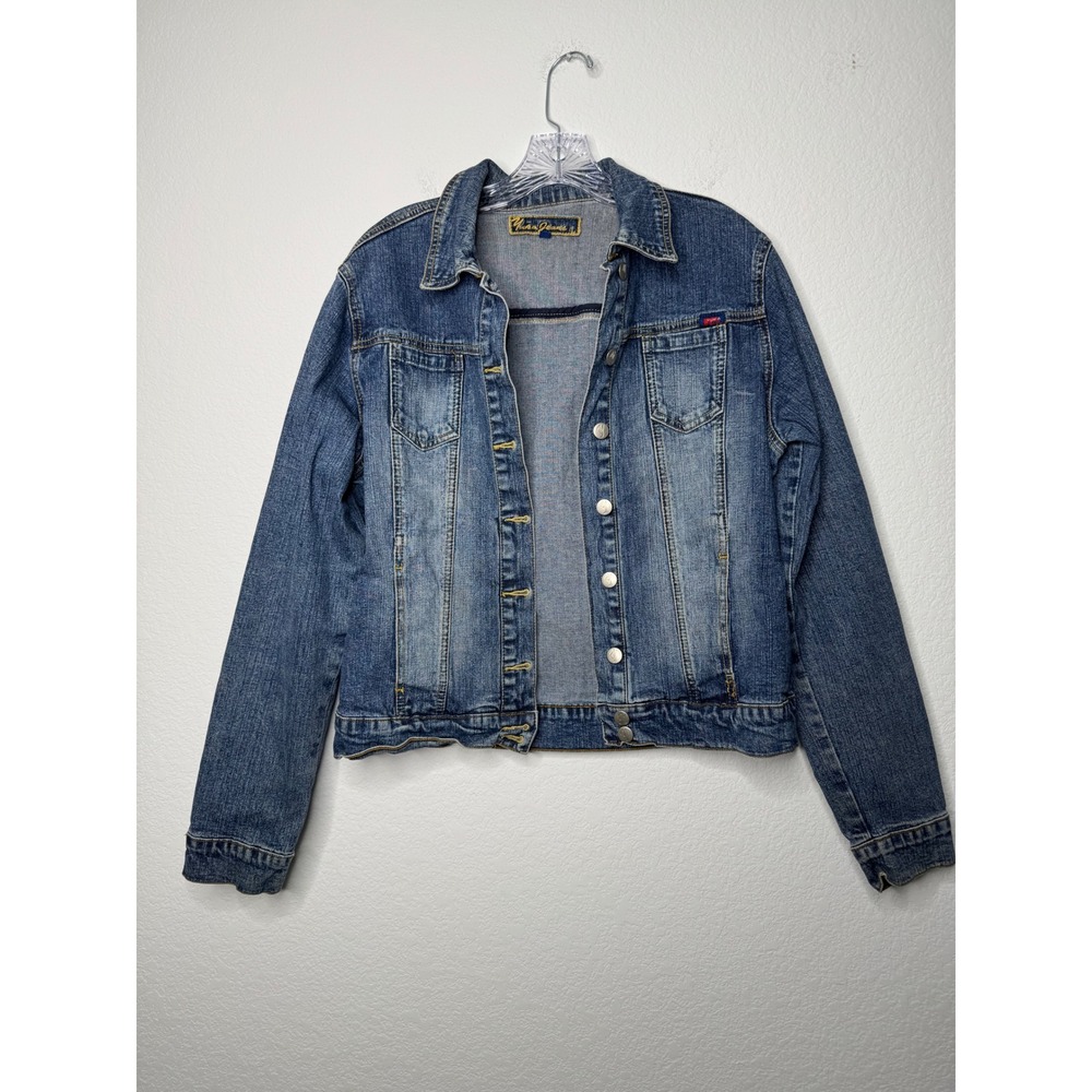 Yuka Jeans Womens Denim Jean Jacket Blue Trucker‎ Size Large Y2K Canadian Tuxedo